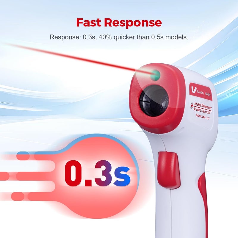 VCooklify Infrared Thermometer for Meat,Laser Temperature Gun,-58~1112°F,DS 12:1 Digital IR Temp Gun with Adjustable Emissivity&High/Low Alarm,LCD Display Thermal Gun for Food Oven Cooking HVAC - Image 4
